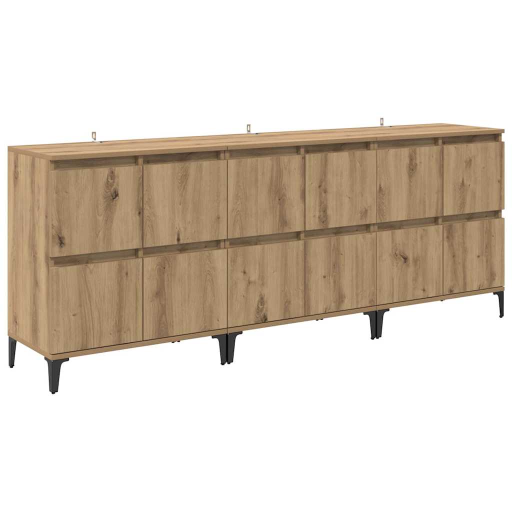 Komode 3 pcs Umjetnički hrast 60 x 35 x 70 cm Konstruirano drvo