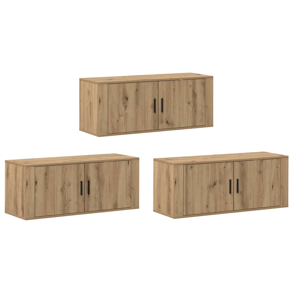 Zidni TV ormar set 3 pcs Umjetnički hrast 100 x 34,5 x 40 cm
