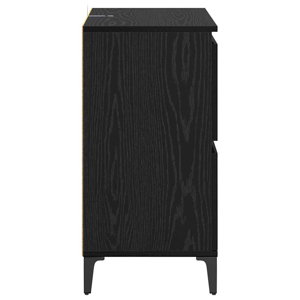 Komode 2 pcs Crni hrast 60 x 35 x 70 cm Konstruirano drvo