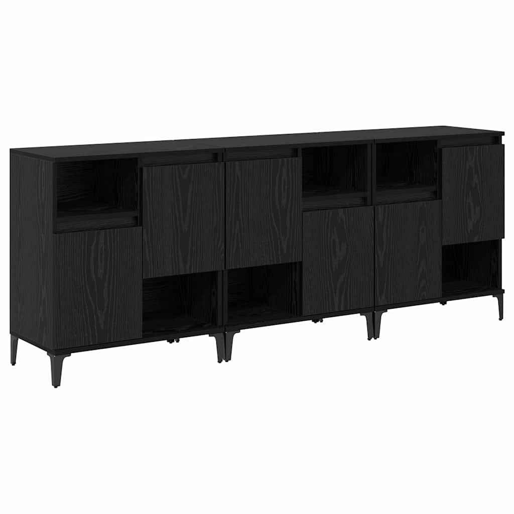 Komode 3 kom. Crni hrast 60 x 35 x 70 cm Konstruirano drvo