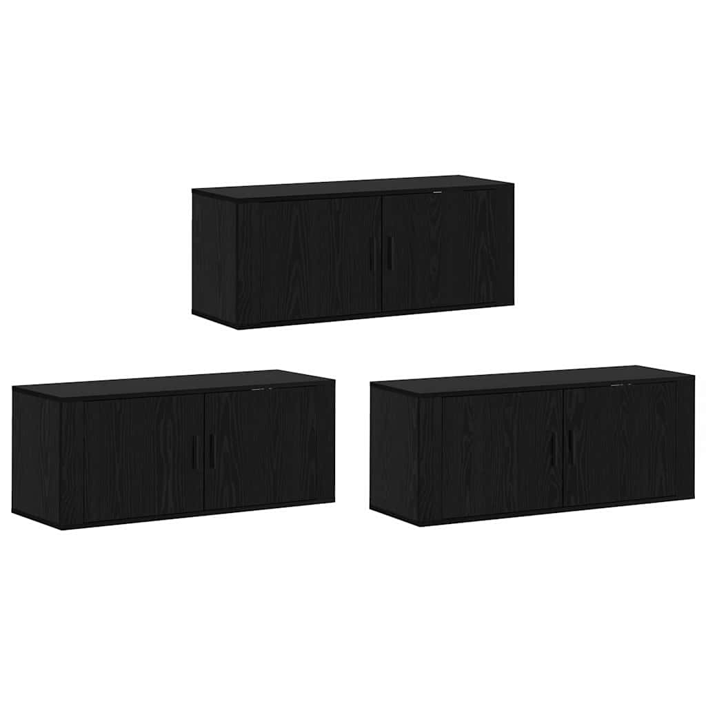 Zidni TV ormar set Zidne 3 pcs Crni hrast 100 x 34,5 x 40 cm