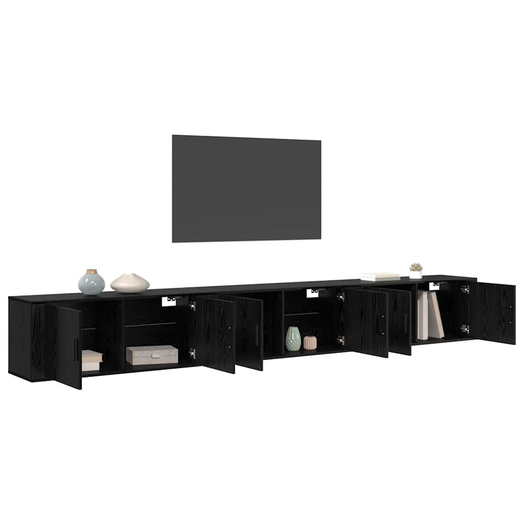 Zidni TV ormar set Zidne 3 pcs Crni hrast 100 x 34,5 x 40 cm