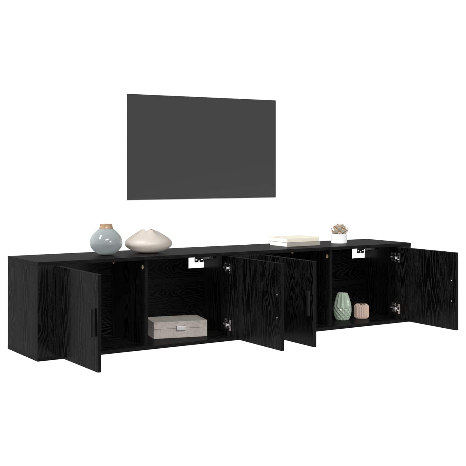 Zidni TV ormar set Zidne 2 pcs Crni hrast 100 x 34,5 x 40 cm