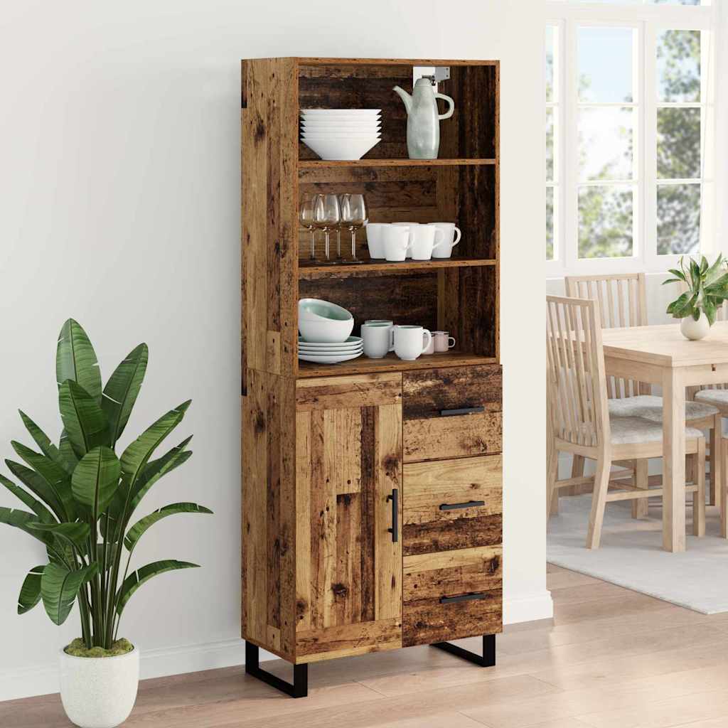 Highboard s ladicama 2 pcs Staro drvo Konstruirano drvo
