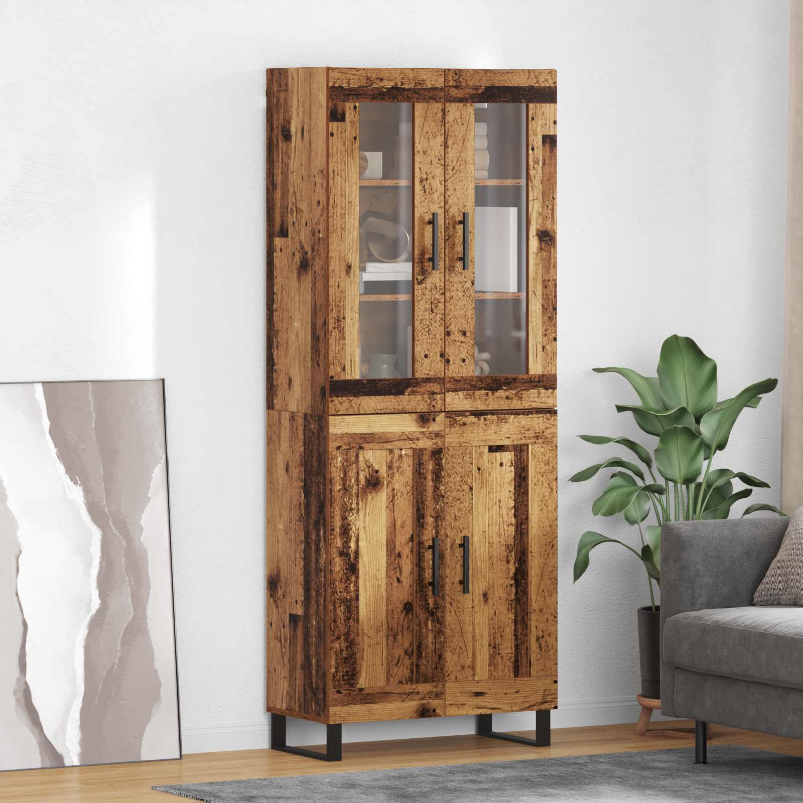 Highboard 2 pcs Staro drvo Konstruirano drvo