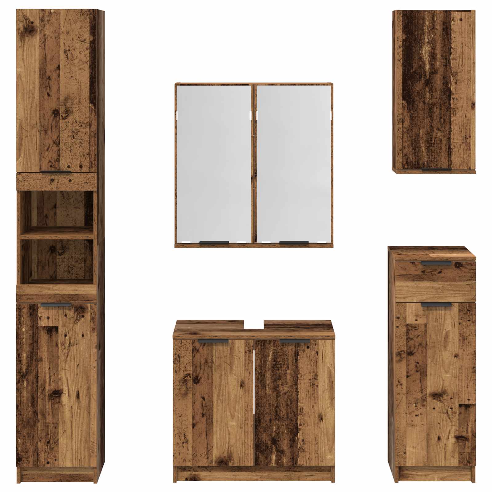Set namještaja za kupaonicu 5 pcs Staro drvo Konstruirano drvo