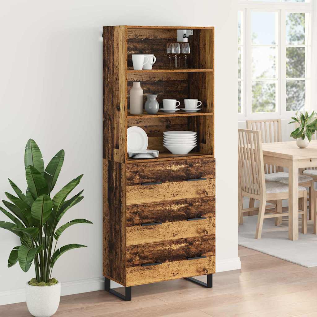 Highboard s ladicama 2 pcs Staro drvo Konstruirano drvo