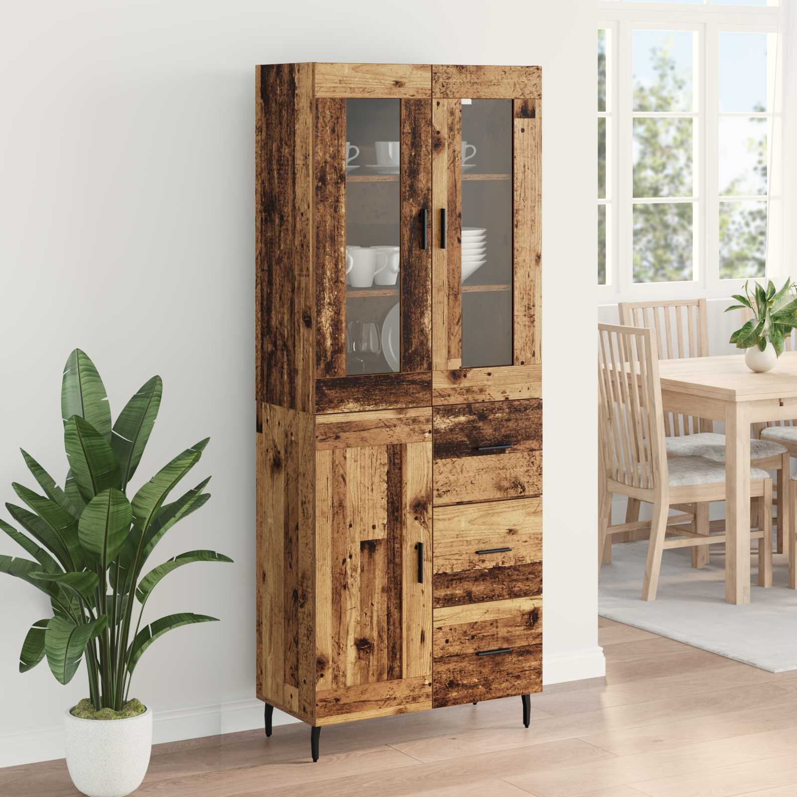 Highboard s ladicama 2 pcs Staro drvo Konstruirano drvo
