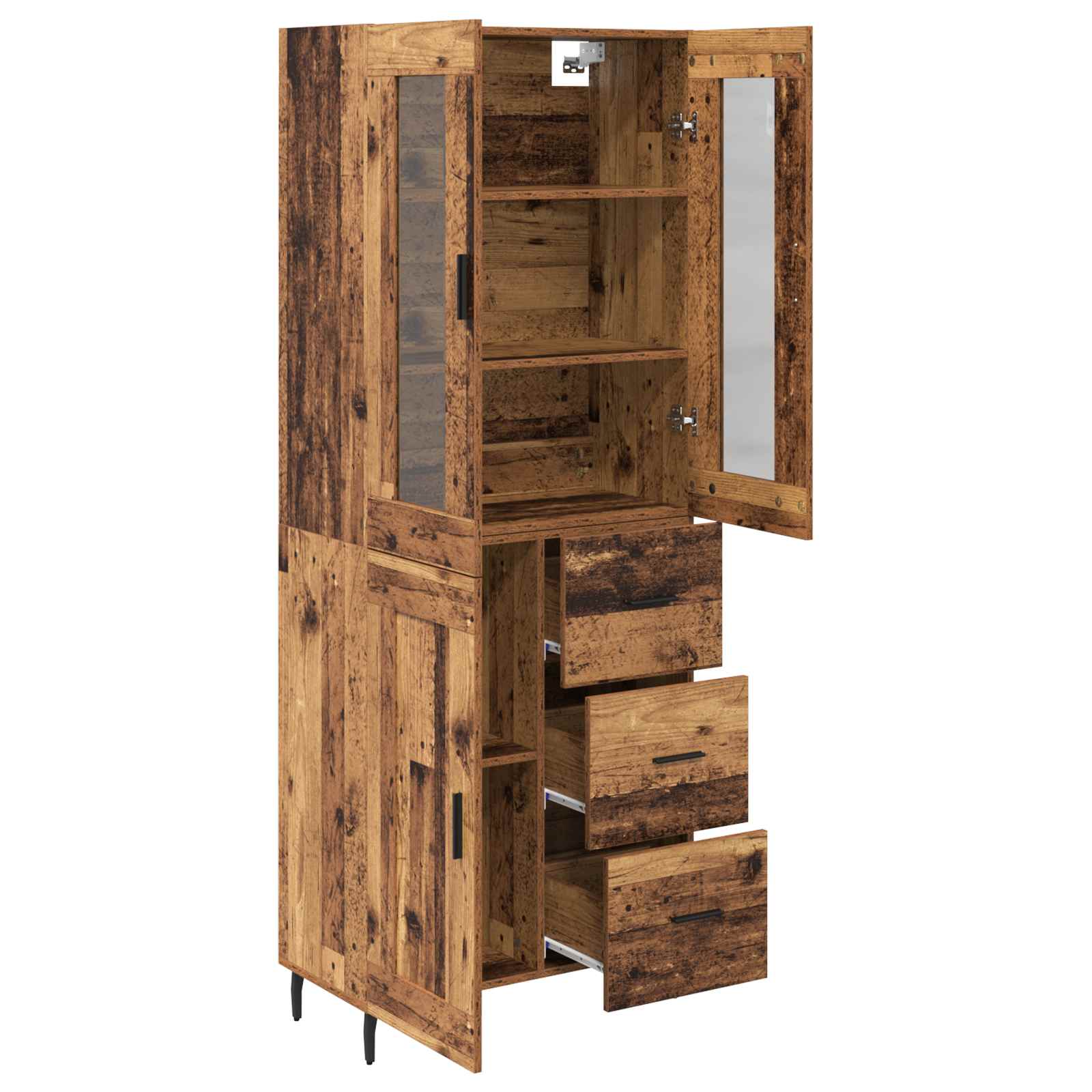 Highboard s ladicama 2 pcs Staro drvo Konstruirano drvo