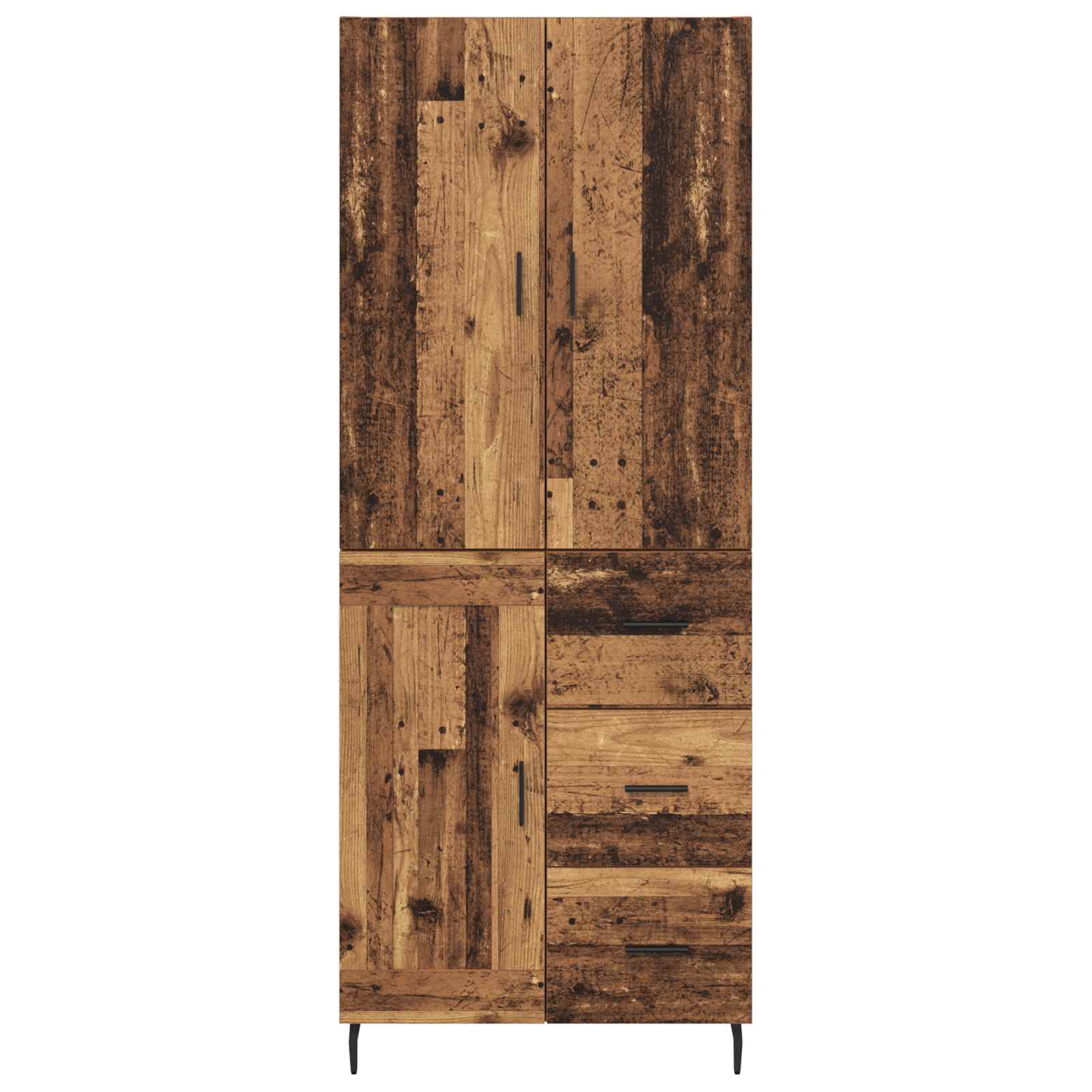 Highboard s ladicama 2 pcs Staro drvo Inženjerska drva i staklo