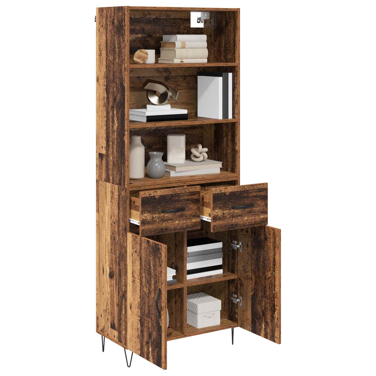 Highboard s ladicama 2 pcs Staro drvo Konstruirano drvo