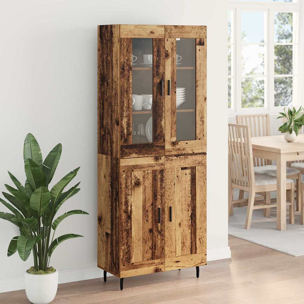 Highboard 2 pcs Staro drvo Inženjerska drva i staklo