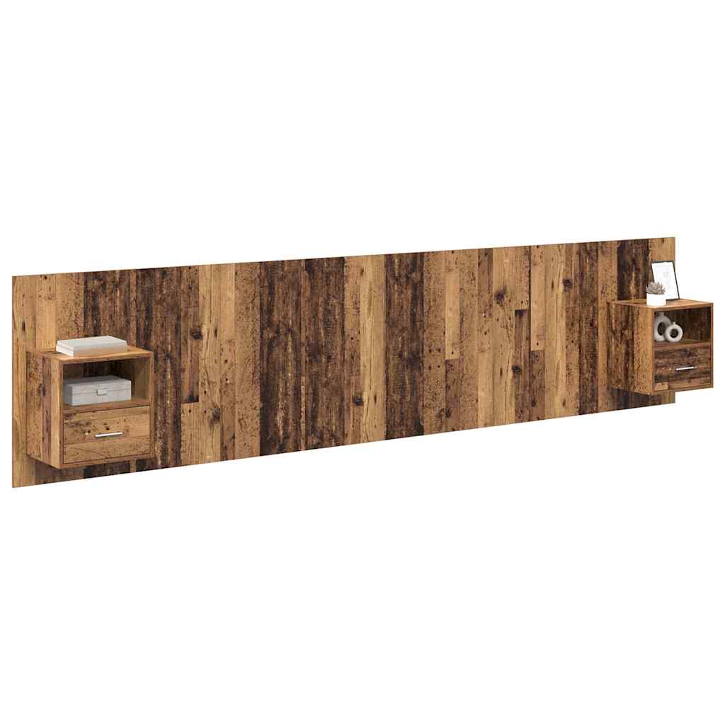 Uzglavlje s ormarićem Zidne 3 pcs Staro drvo Konstruirano drvo