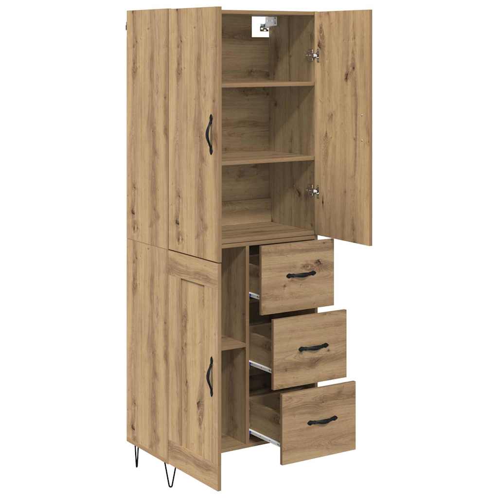 Highboard 2 pcs Umjetnički hrast Inženjersko drvo i staklo
