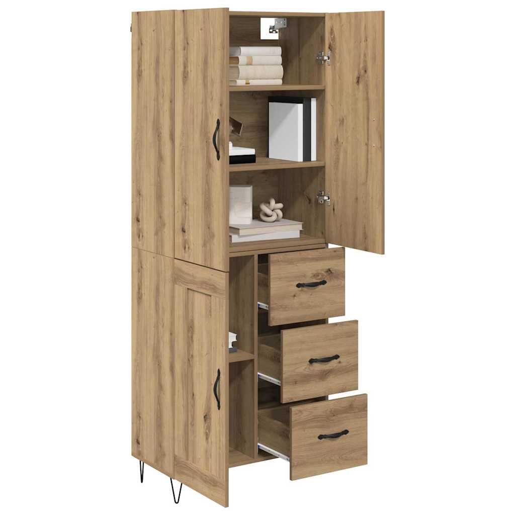 Highboard 2 pcs Umjetnički hrast Inženjersko drvo i staklo