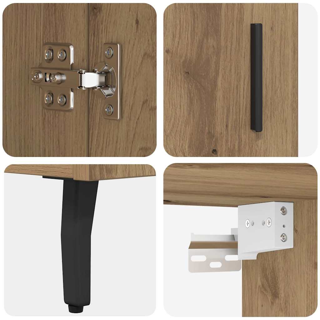 Highboard 2 pcs Umjetnički hrast Inženjerska drva i staklo