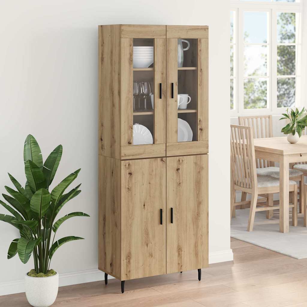 Highboard 2 pcs Umjetnički hrast Inženjerska drva i staklo