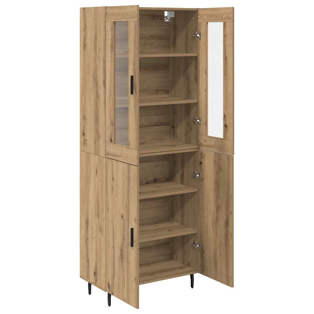 Highboard 2 pcs Umjetnički hrast Inženjerska drva i staklo