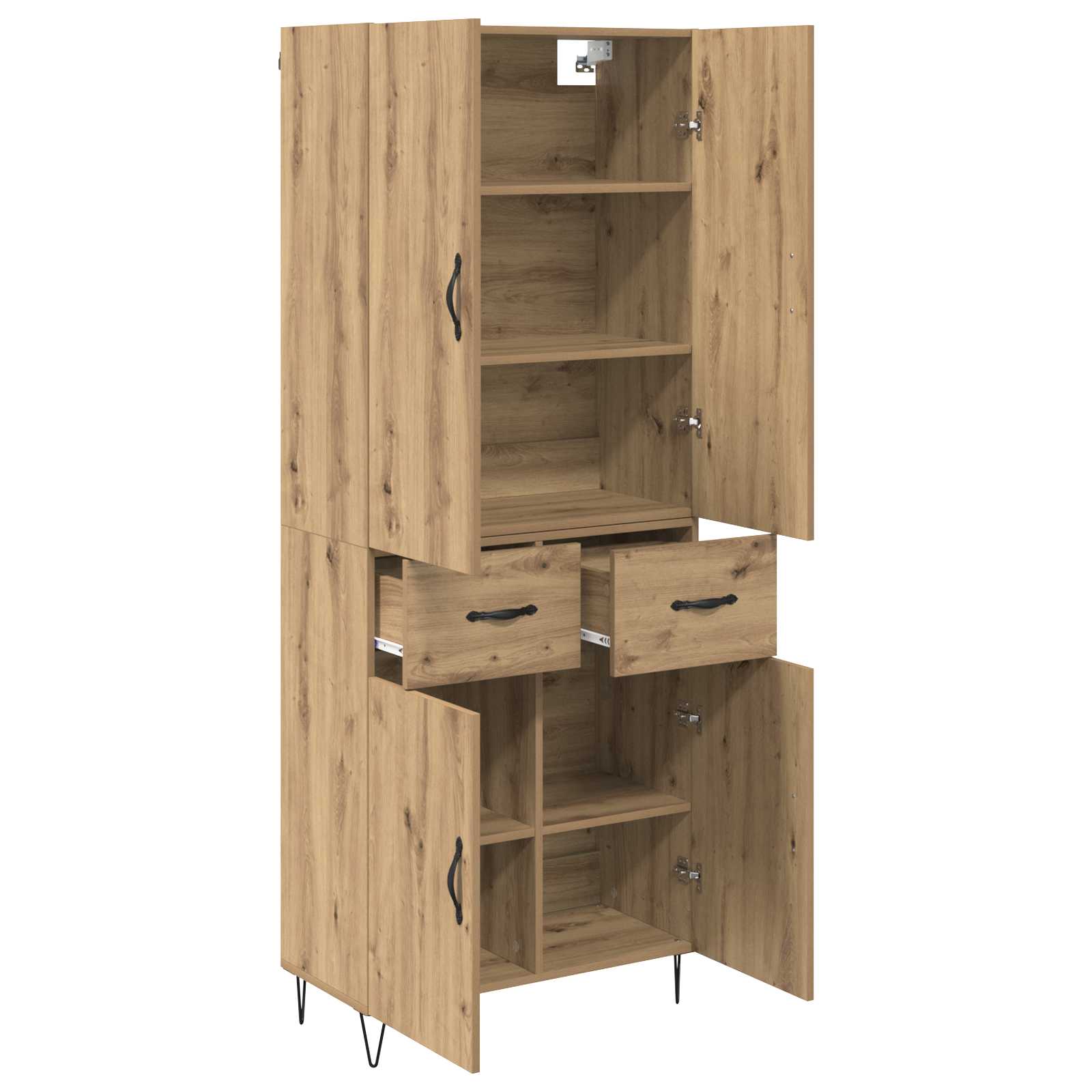 Highboard 2 pcs Umjetnički hrast Inženjersko drvo i staklo