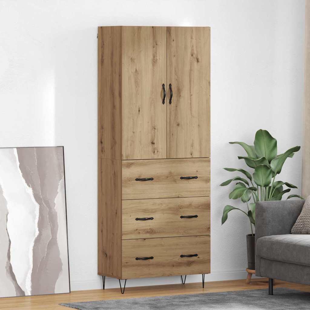 Highboard 2 pcs Umjetnički hrast Inženjersko drvo i staklo