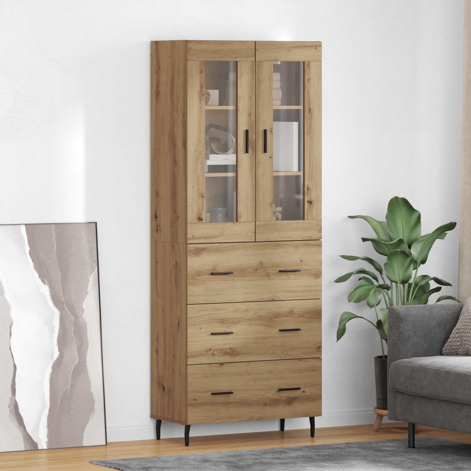 Highboard 2 kom. Umjetnički hrast 69,5 x 34 x 180 cm