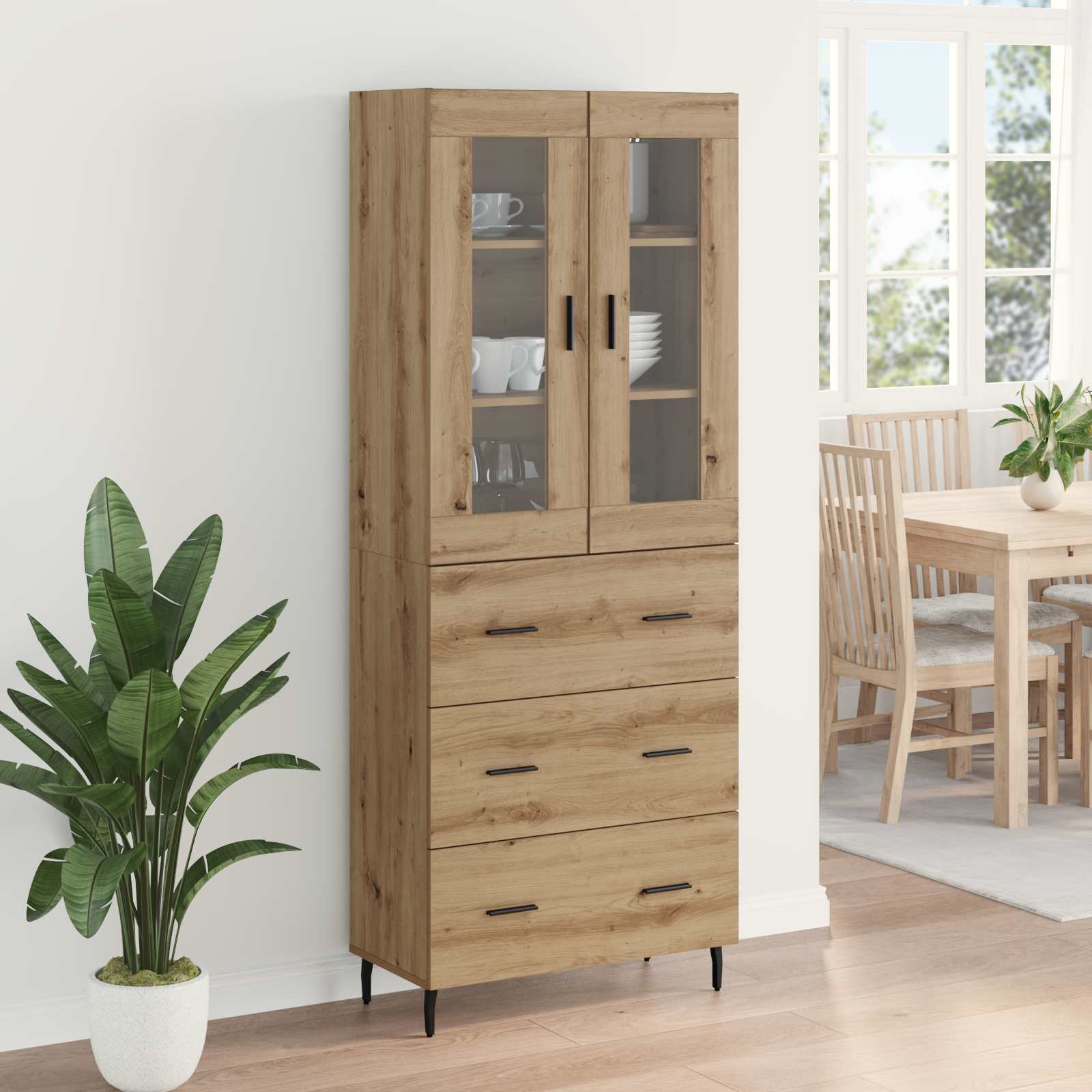 Highboard 2 kom. Umjetnički hrast 69,5 x 34 x 180 cm