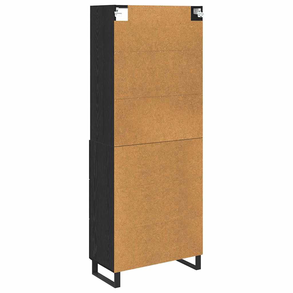 Highboard s ladicama 2 pcs Crni hrast Konstruirano drvo