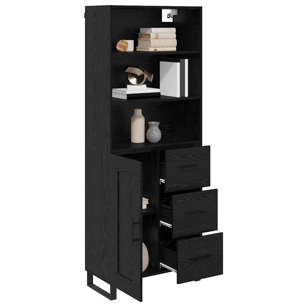 Highboard s ladicama 2 pcs Crni hrast Konstruirano drvo