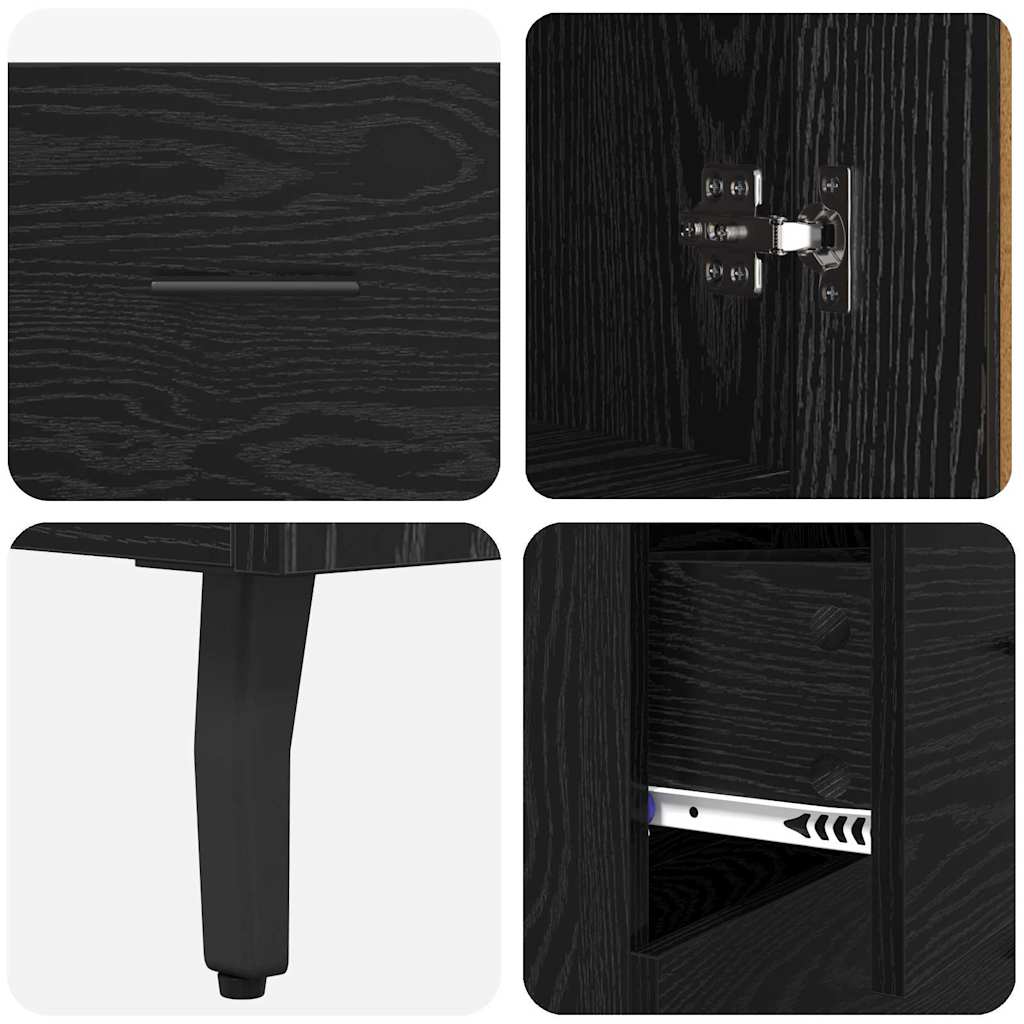 Highboard s ladicama 2 pcs Crni hrast Konstruirano drvo