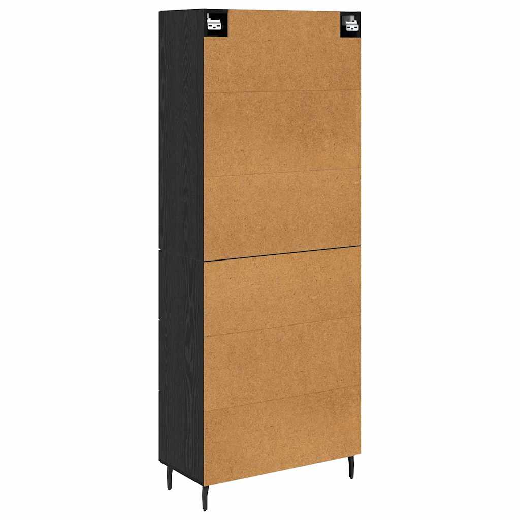 Highboard s ladicama 2 pcs Crni hrast Konstruirano drvo