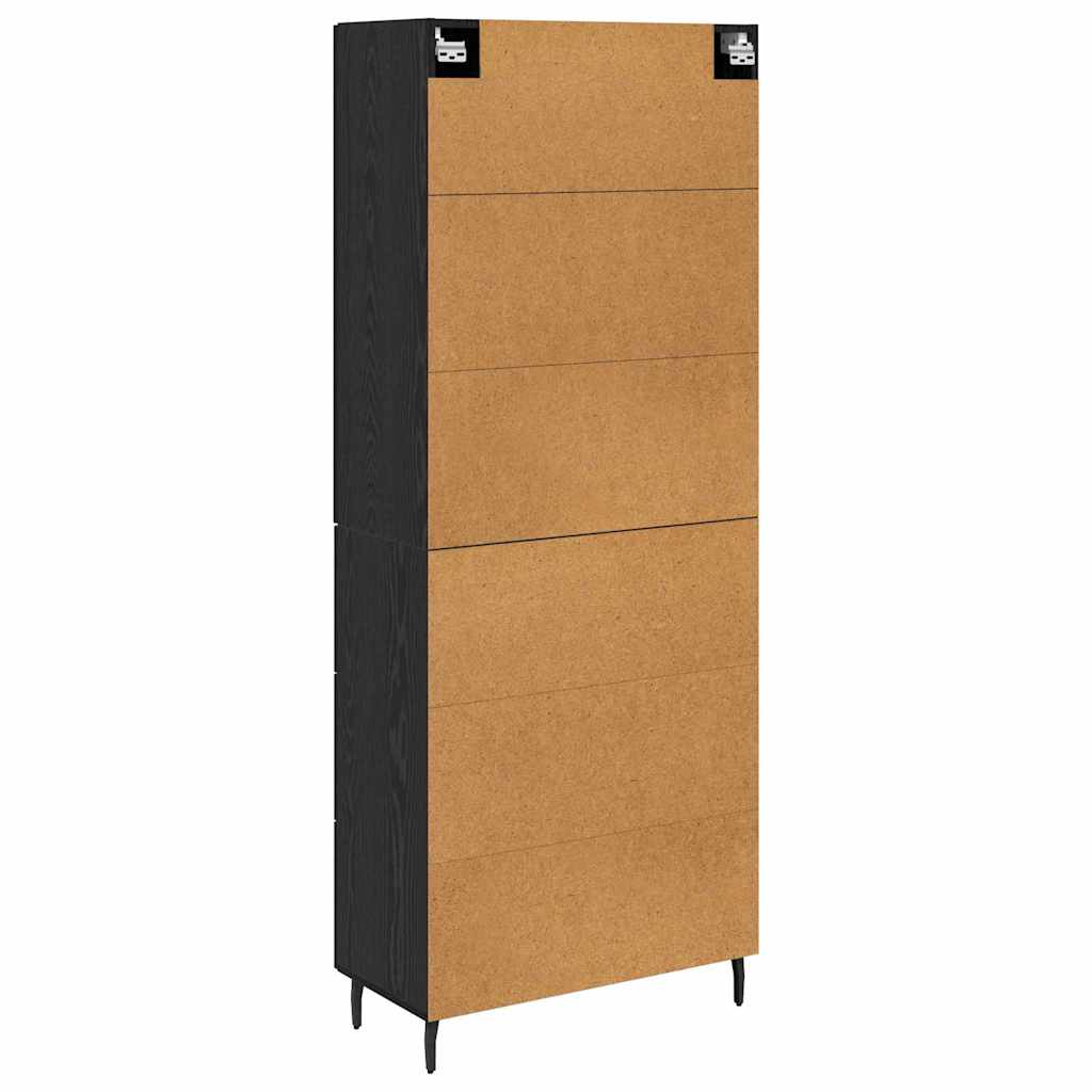 Highboard s ladicama 2 pcs Crni hrast Inženjerska drva i staklo