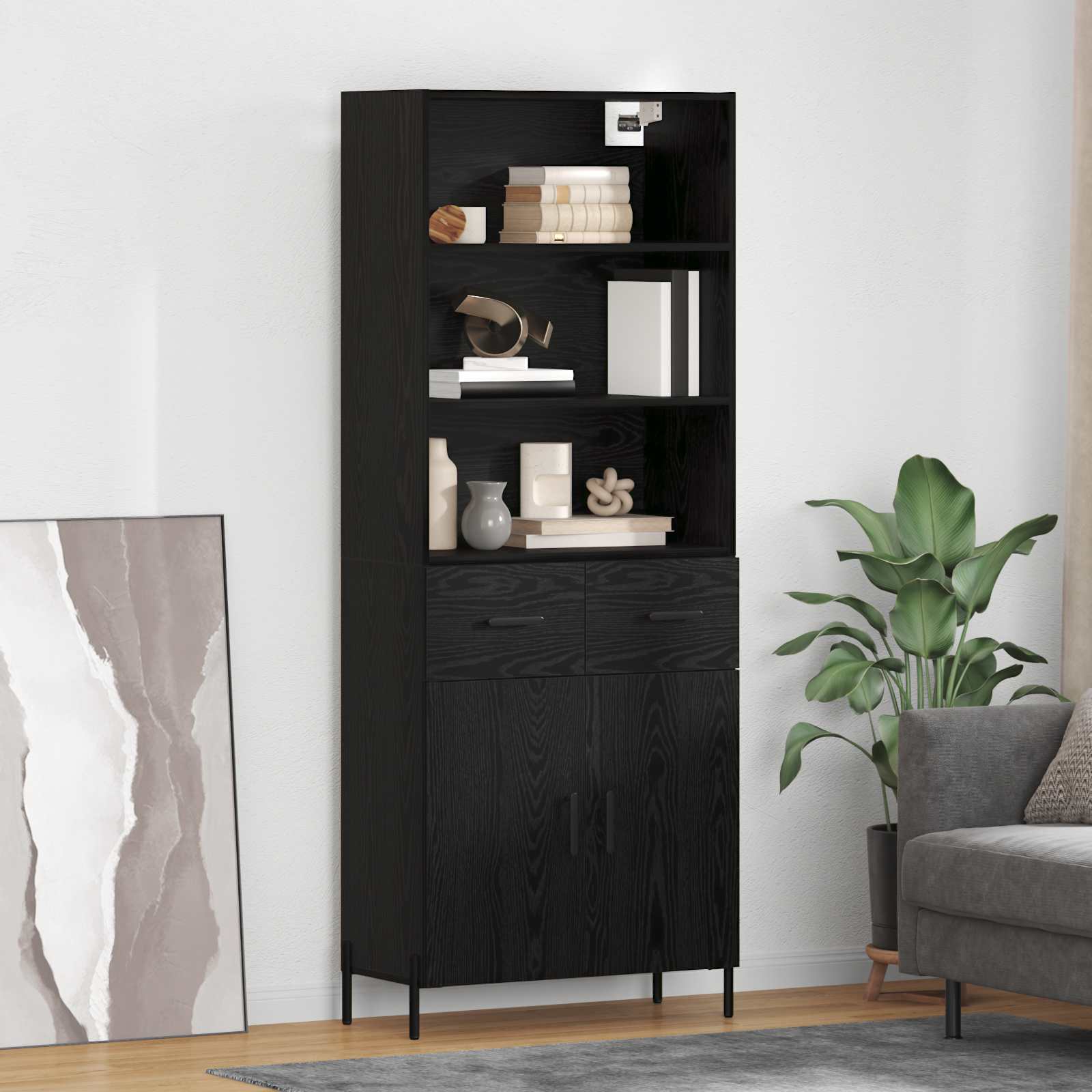 Highboard Crni hrast 69,5 x 34 x 180 cm Konstruirano drvo