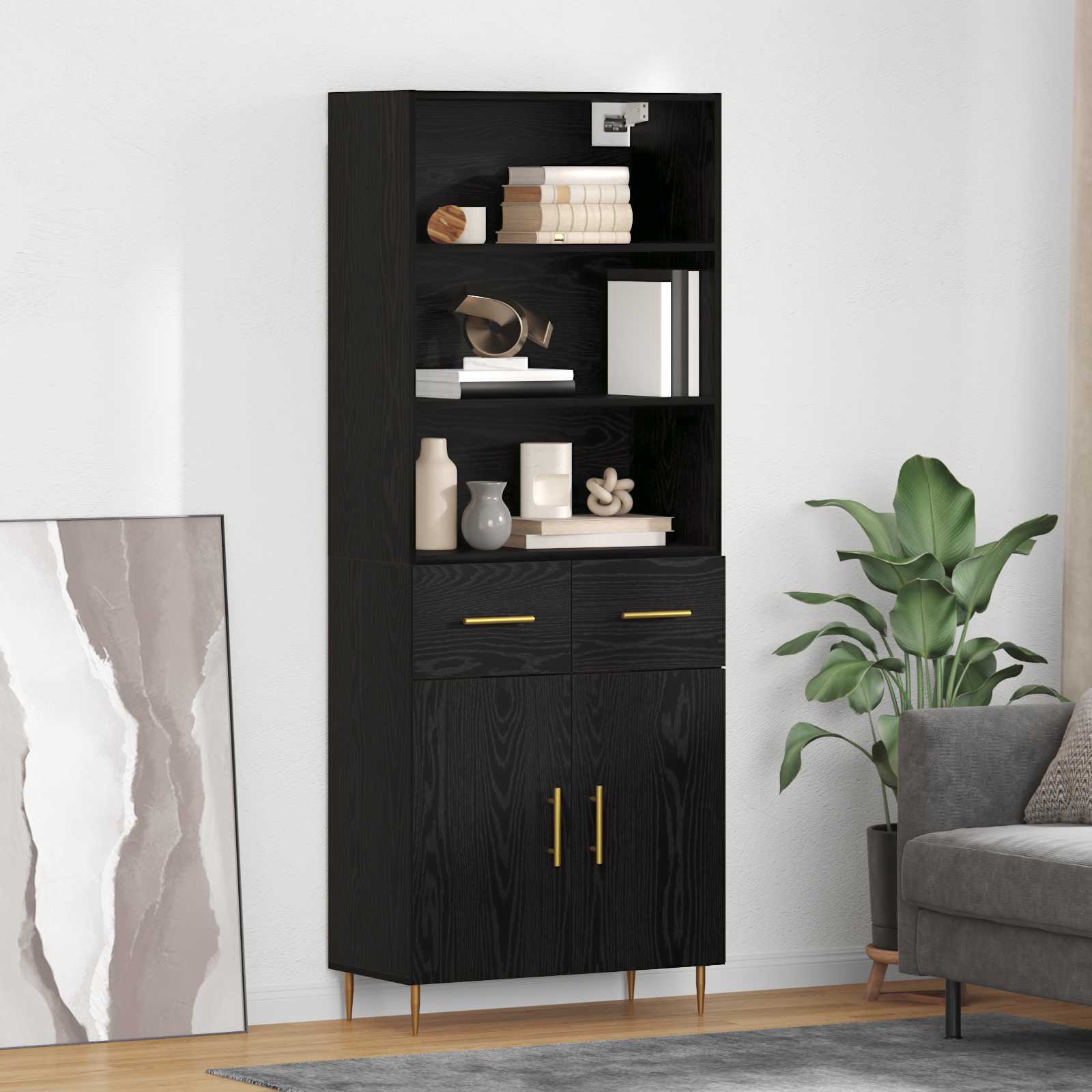 Highboard Crni hrast 69,5 x 34 x 180 cm Konstruirano drvo