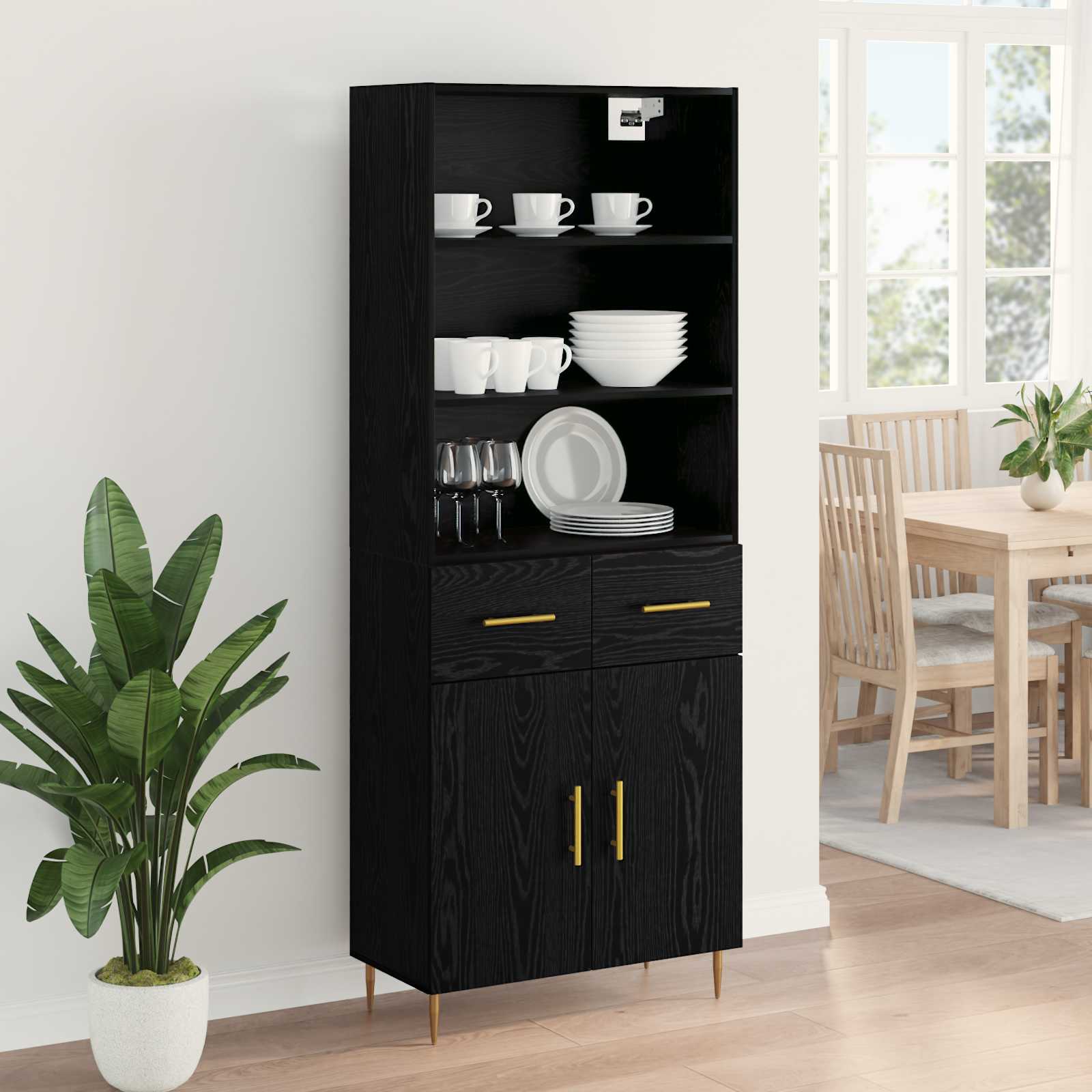 Highboard Crni hrast 69,5 x 34 x 180 cm Konstruirano drvo