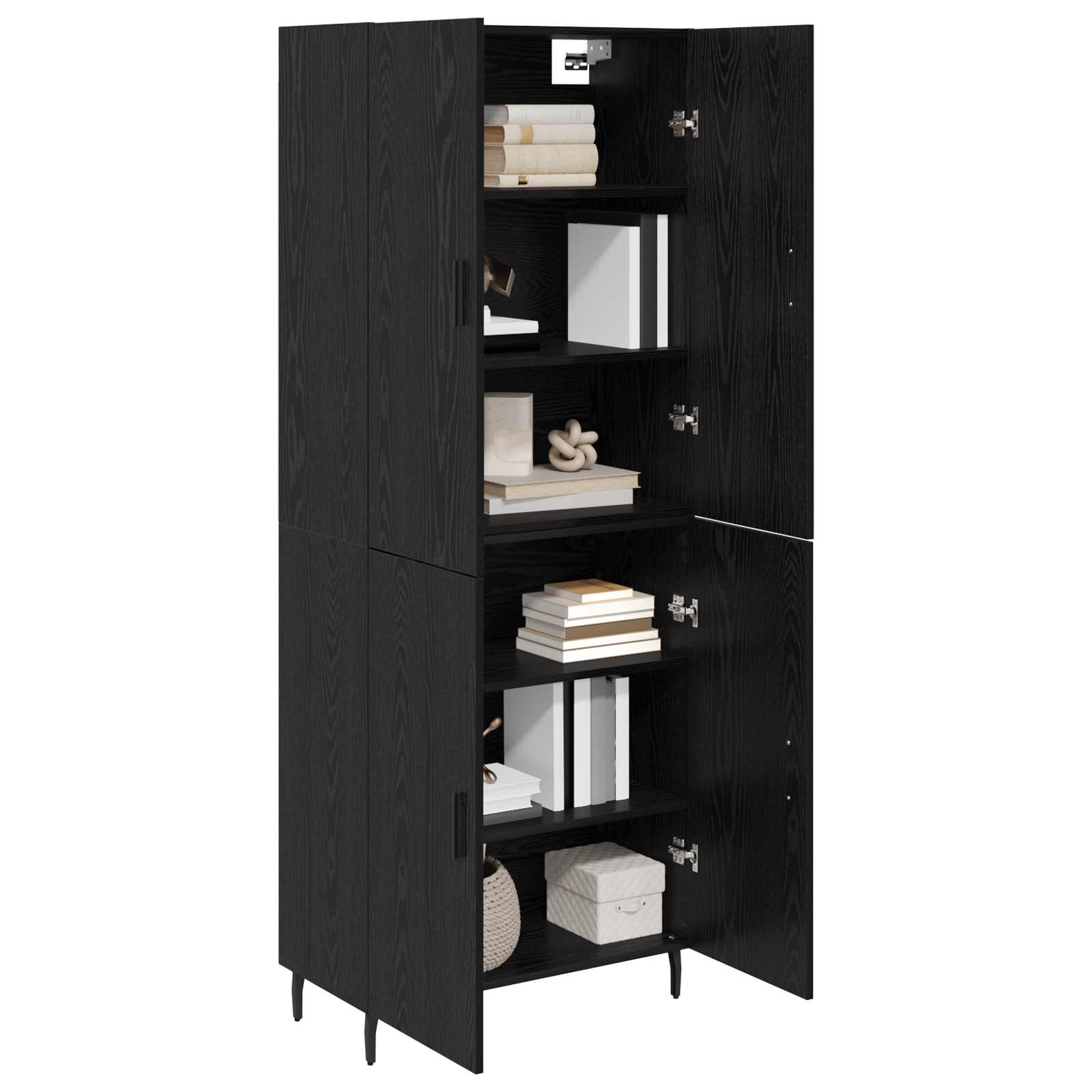 Highboard 2 pcs Crni hrast Inženjerska drva i staklo