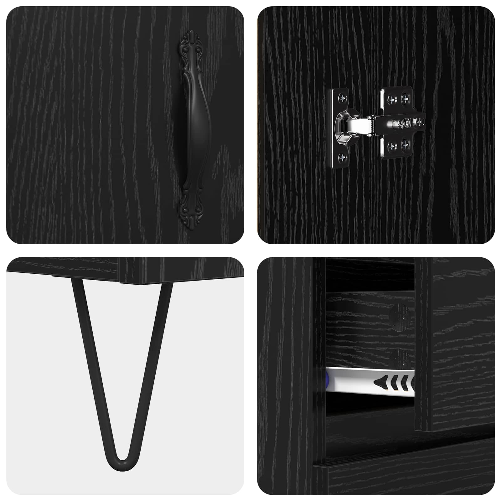Highboard s ladicama 2 pcs Crni hrast Konstruirano drvo