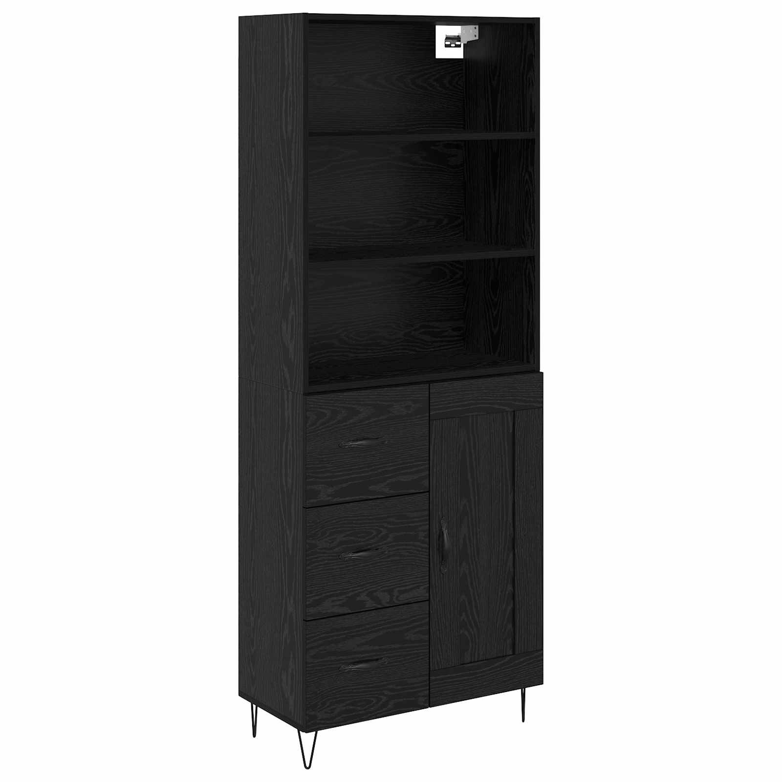 Highboard s ladicama 2 pcs Crni hrast Konstruirano drvo