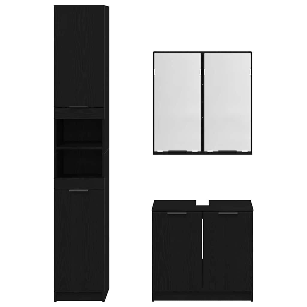 Set ormarića za kupaonicu 3 pcs Crni hrast Konstruirano drvo