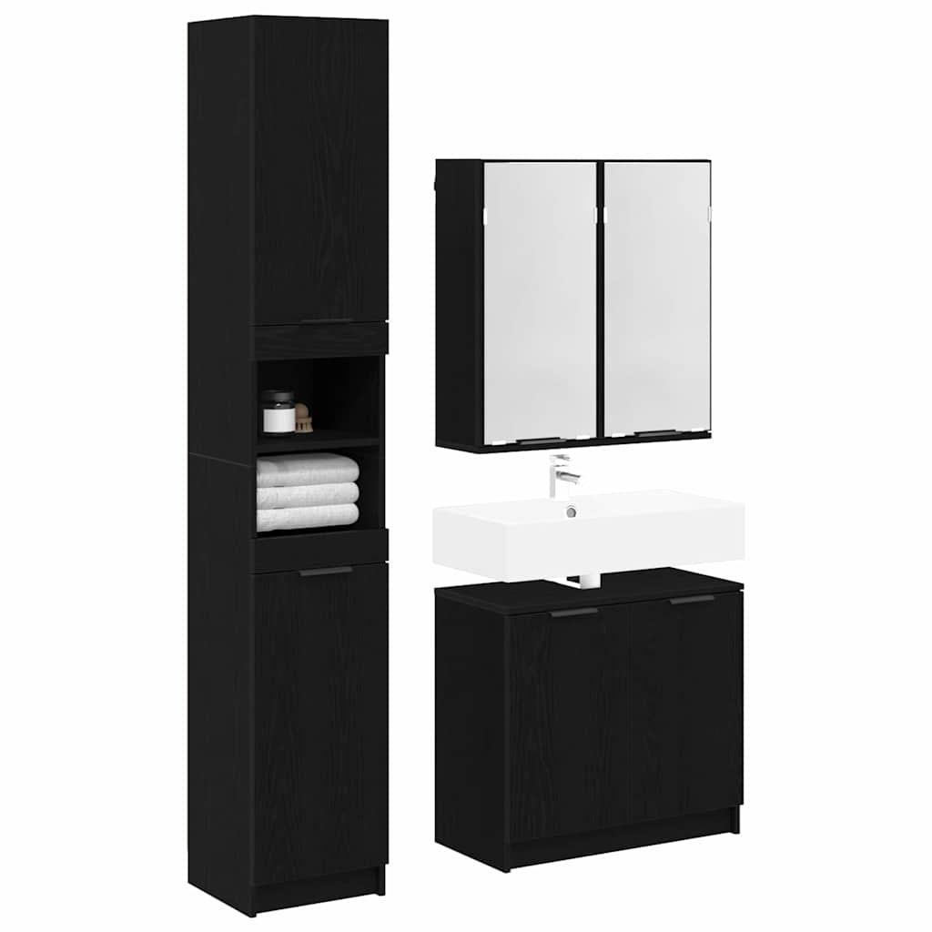Set ormarića za kupaonicu 3 pcs Crni hrast Konstruirano drvo