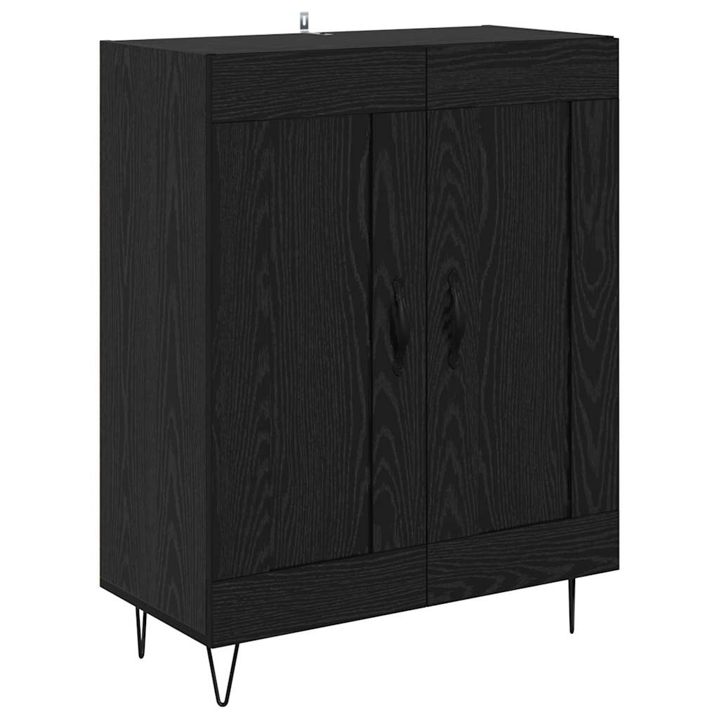 Highboard 2 pcs Crni hrast Inženjersko drvo i staklo