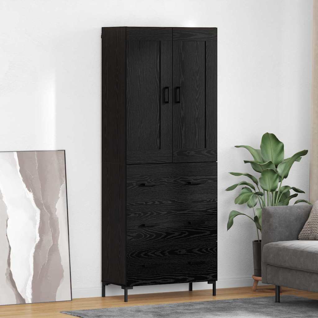 Highboard s ladicama 2 pcs Crni hrast Konstruirano drvo