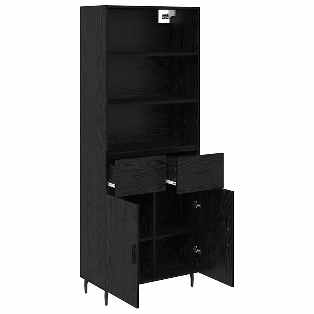 Highboard s ladicama Crni hrast 69,5 x 34 x 180 cm