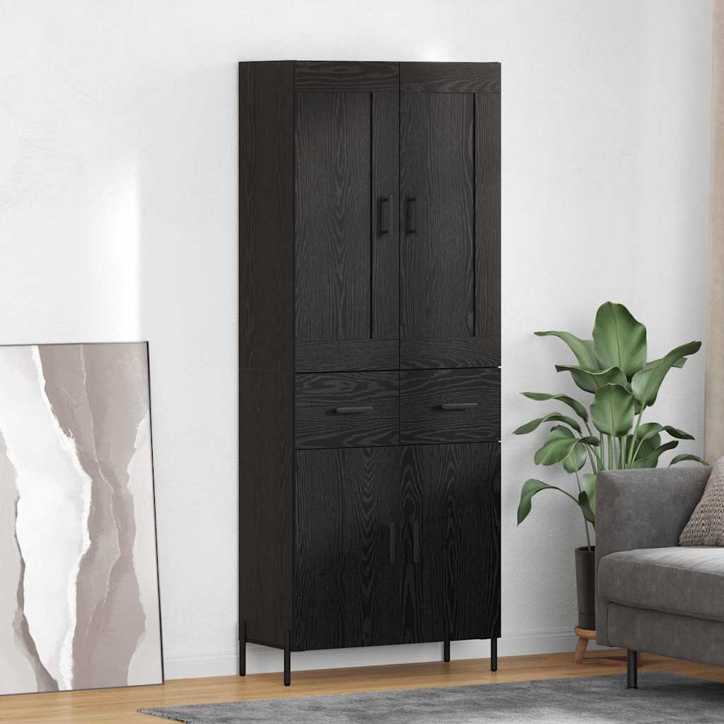 Highboard s ladicama 2 pcs Crni hrast Konstruirano drvo