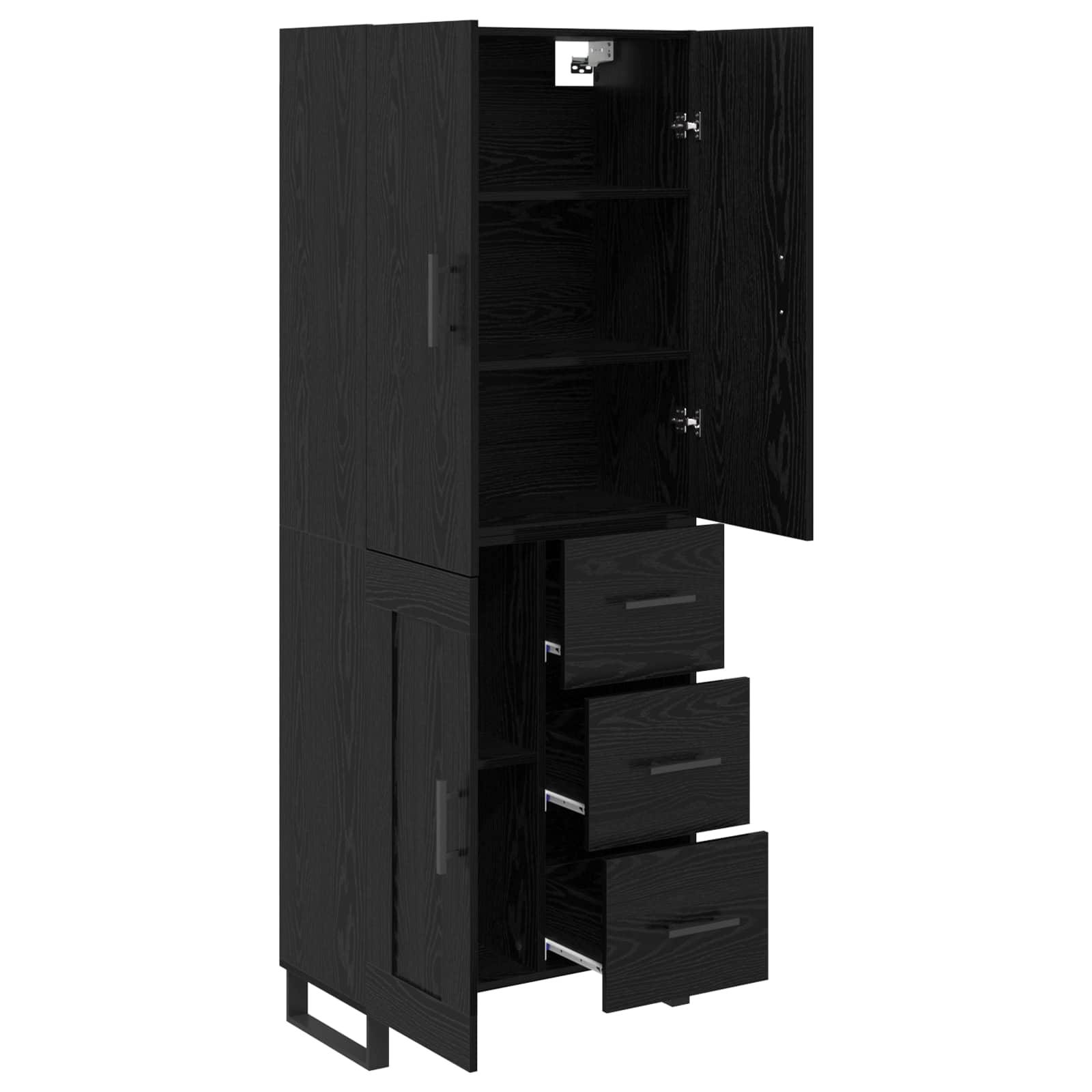 Highboard s ladicama 2 pcs Crni hrast 69,5 x 34 x 180 cm