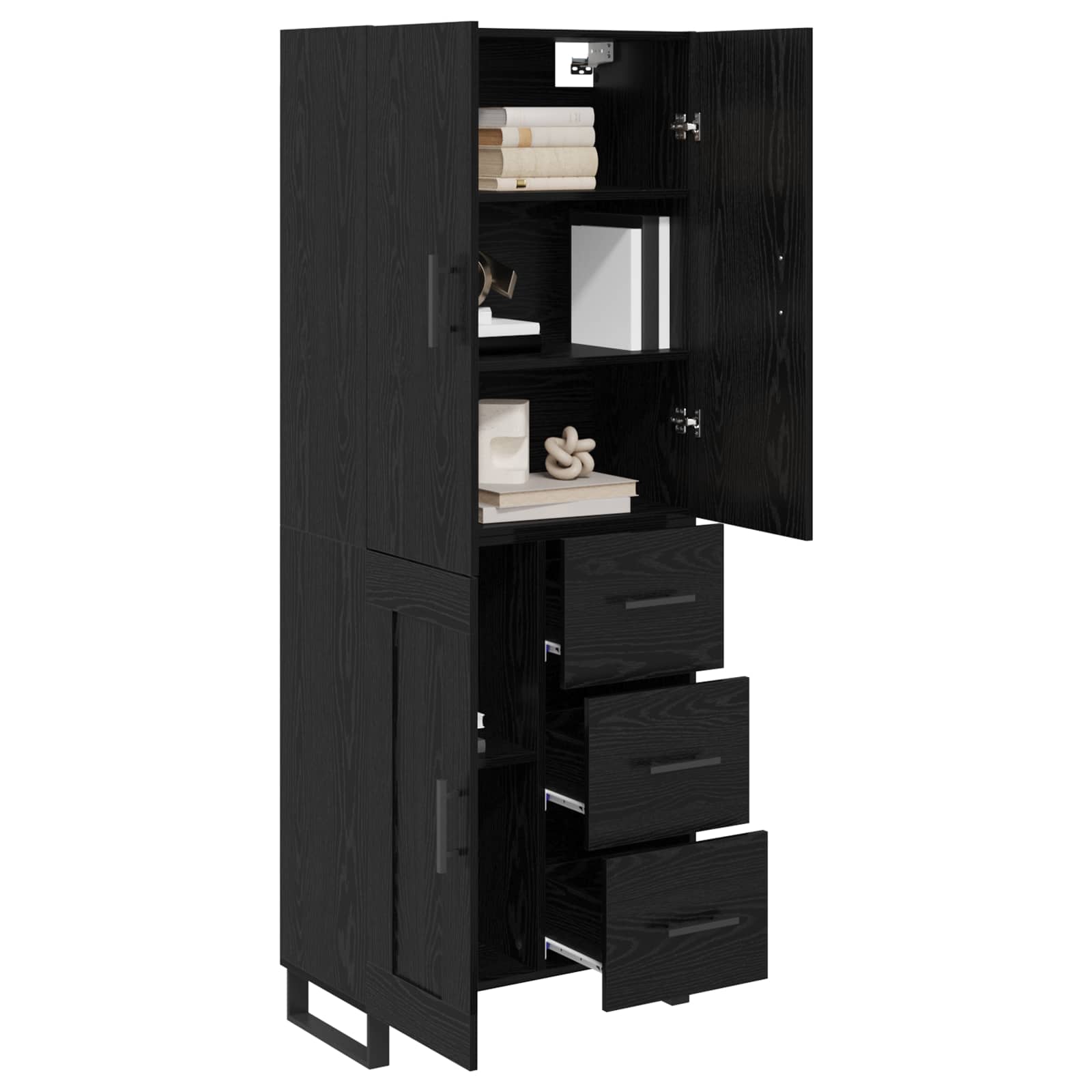 Highboard s ladicama 2 pcs Crni hrast 69,5 x 34 x 180 cm