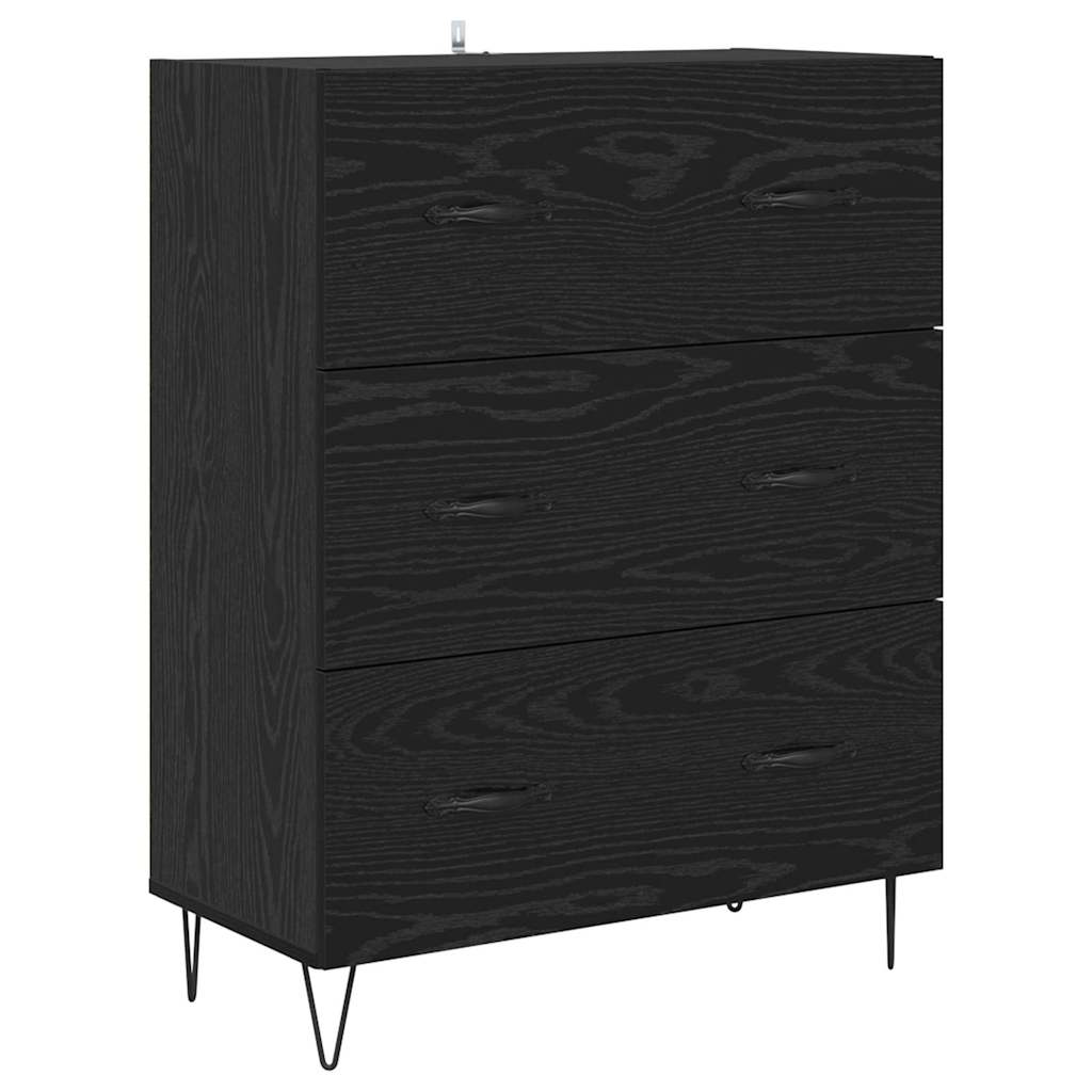 Highboard s ladicama 2 pcs Crni hrast Konstruirano drvo