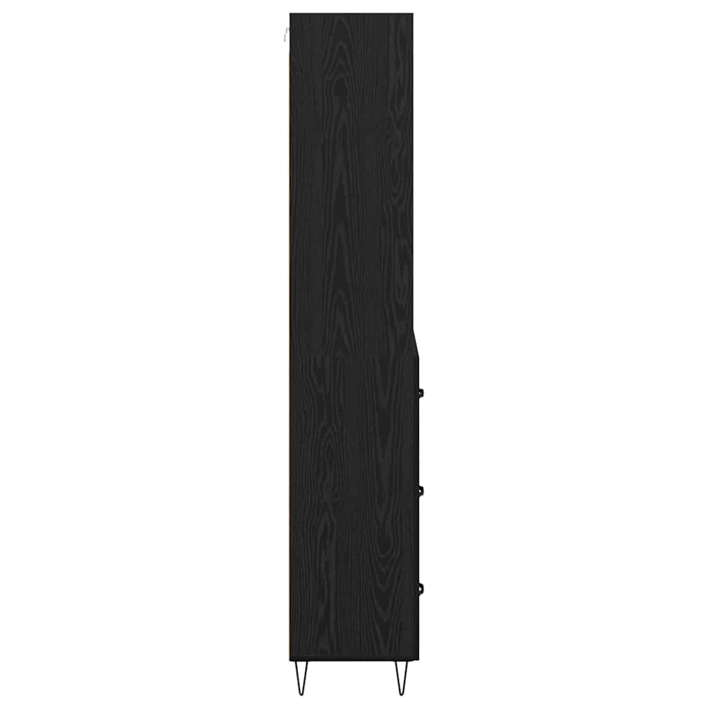 Highboard s ladicama 2 pcs Crni hrast Konstruirano drvo