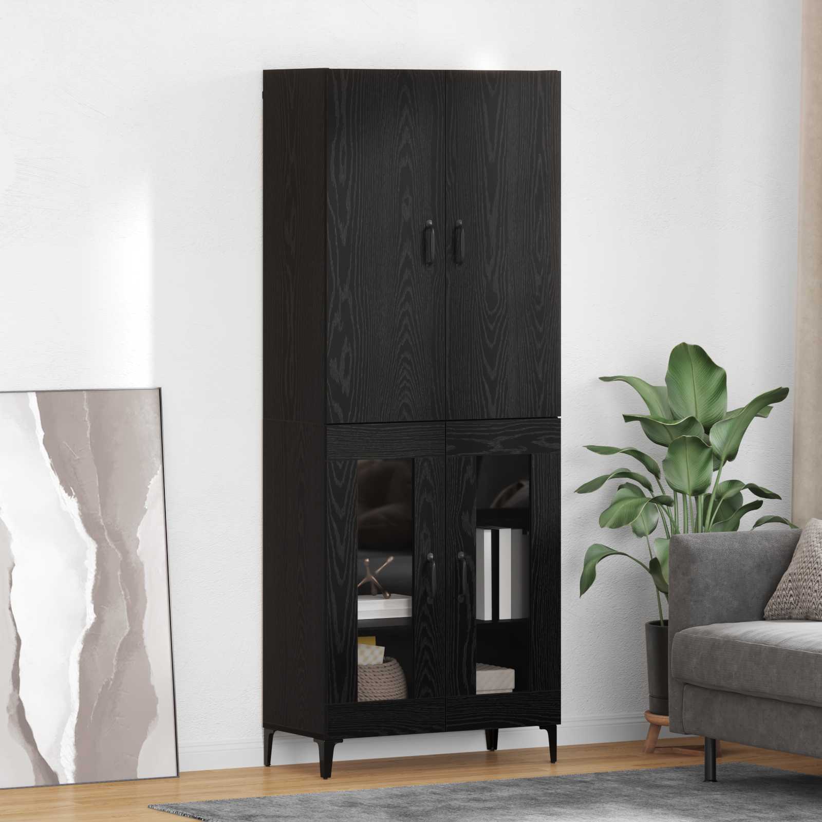 Highboard Zidne Crni hrast 69,5 x 34 x 180 cm Konstruirano drvo