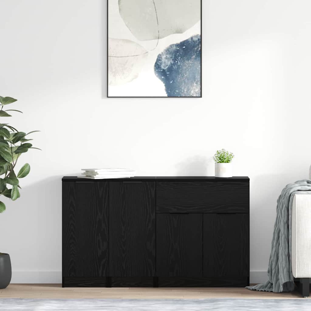 Kreveta s ladicama 3 pcs Crni hrast Konstruirano drvo