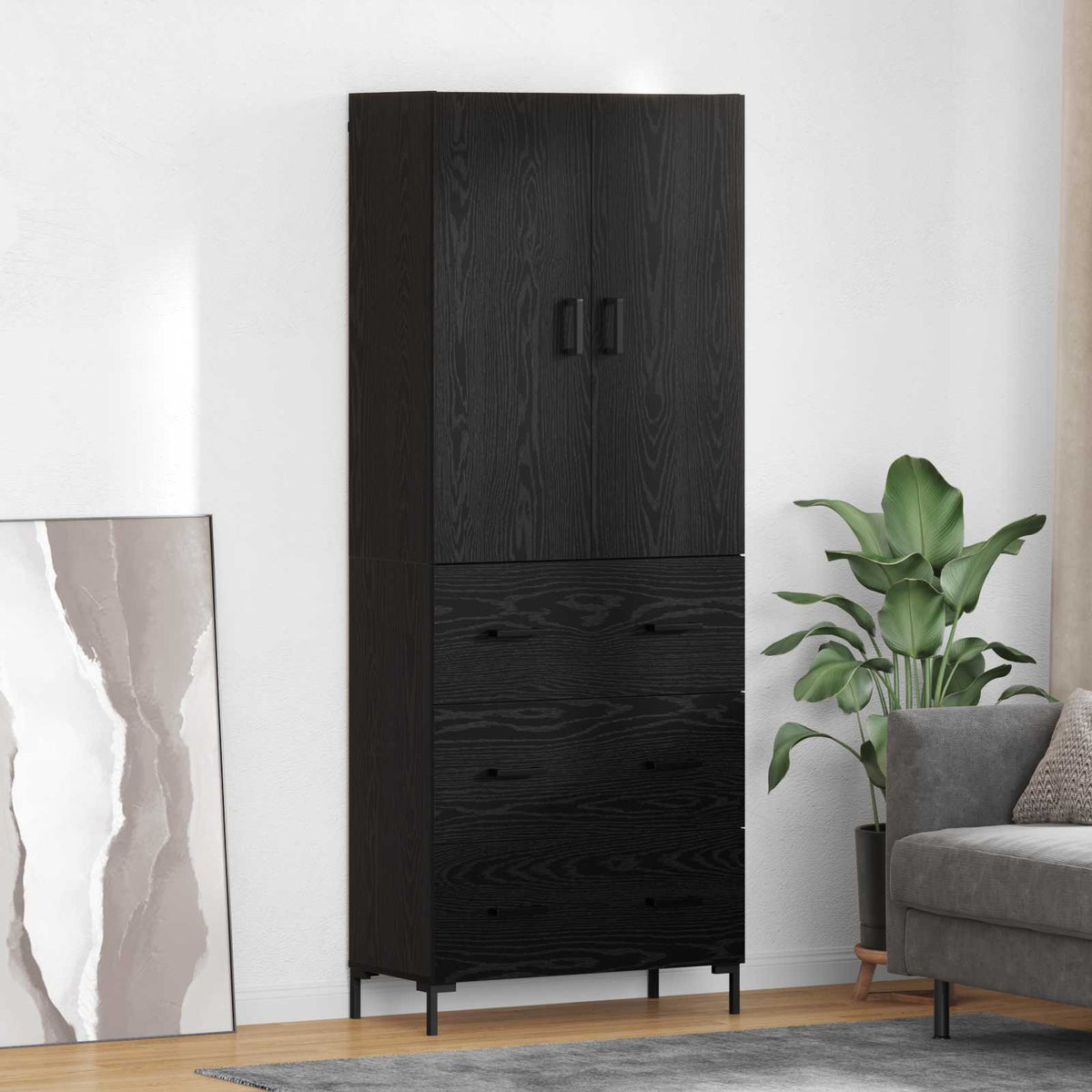 Highboard Crni hrast 69,5 x 34 x 180 cm Konstruirano drvo
